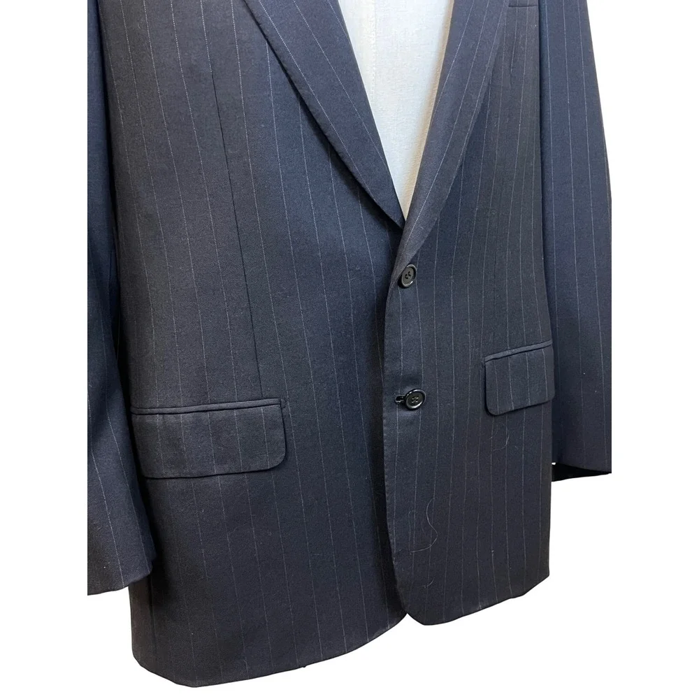 BRIONI Blazer Sport Coat 40L Blue‎ Pinstripe Wool Italy Luxury Professional